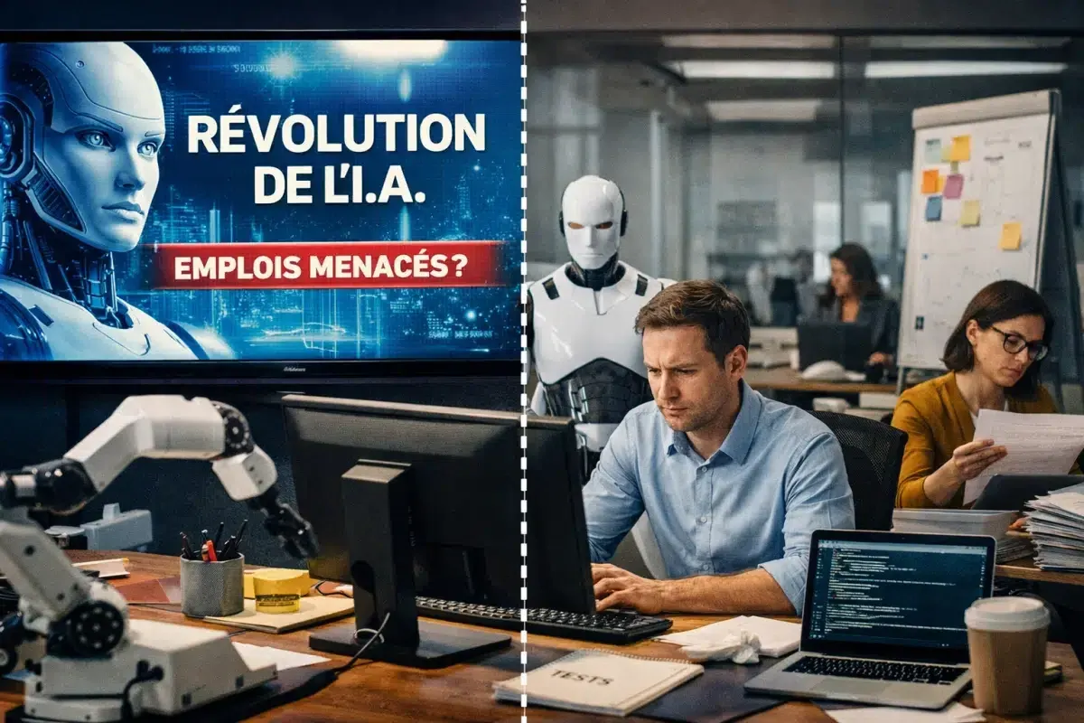 Man working at a laptop in an office with an AI-themed poster, for an IPO readiness assessment checklist Man working at a laptop in an office with an AI-themed poster, for an IPO readiness assessment checklist